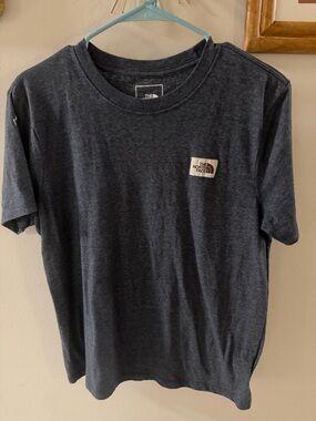 The North Face Heather Charcoal Logo Tee - White Print